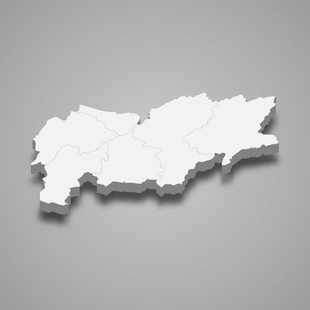 Oruzgan 3d isometric map is a region of Afghanistan, vector illustrationのイラスト素材