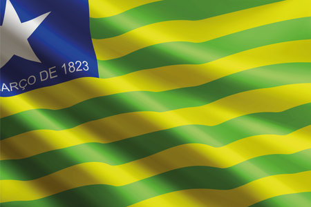 Piaui flag waving in the wind, realistic detailed silk texture. State of Brazilのイラスト素材