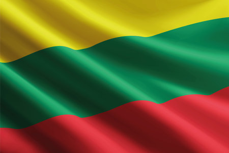 Lithuania national flag waving in the wind, realistic detailed silk textureのイラスト素材