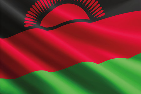 Malawi national flag waving in the wind, realistic detailed silk textureのイラスト素材