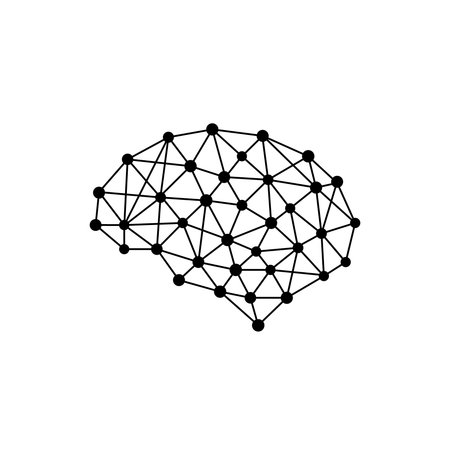 Simplified brain outline showing neural connections and data pointsのイラスト素材