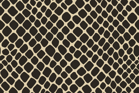 Seamless snake skin pattern featuring uniform rounded black scales on beige color background.