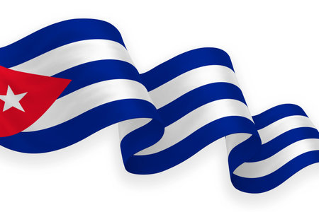 Cuba waving flag with bright colors on clean backgroundのイラスト素材