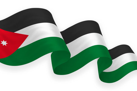 Jordan waving flag with bright colors on clean backgroundのイラスト素材