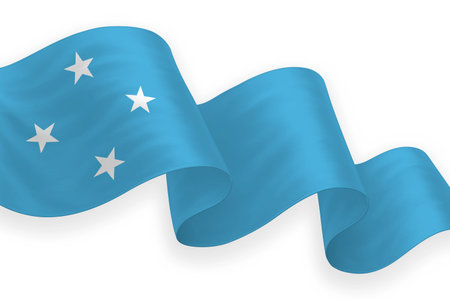 Micronesia waving flag with bright colors on clean backgroundのイラスト素材