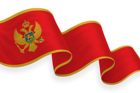Montenegro waving flag with bright colors on clean backgroundのイラスト素材