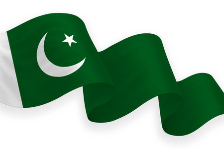 Pakistan waving flag with bright colors on clean backgroundのイラスト素材