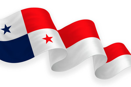 Panama waving flag with bright colors on clean backgroundのイラスト素材