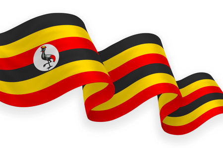 Uganda waving flag with bright colors on clean backgroundのイラスト素材