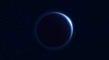 Blue planet in deep space background