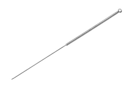 Silver needle acupuncture on an isolated white background の写真素材