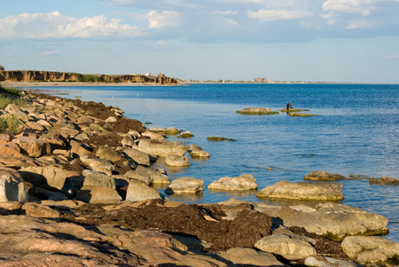 The Black Sea coast, rocks, cloudy sky  summer day  の写真素材