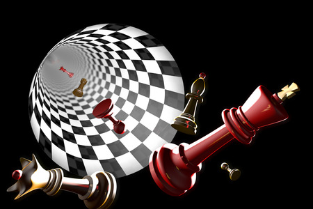 Chess pieces on a black background  3D-image  の写真素材