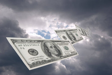 To successful people money fall from the sky  の写真素材