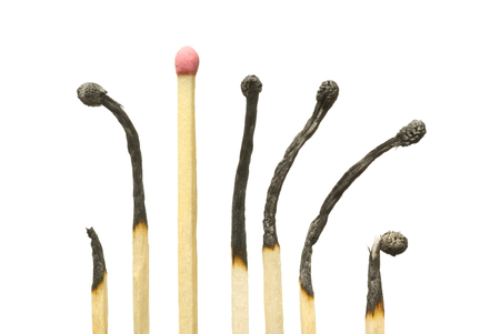 The spoiled matches on a white isolated background  one match the whole  の写真素材