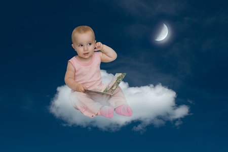 The moon helps to study  the moon grows - grow knowledge  の写真素材