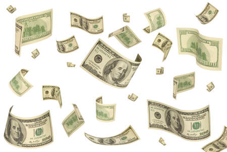 It is a lot of dollars  different form  on a white isolated background の写真素材