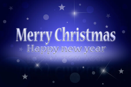 Greeting Christmas card (dark blue background). Glare and shine.の写真素材