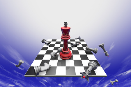 The dramatic art of chess composition. Fantastic sky. 3D-image.の写真素材