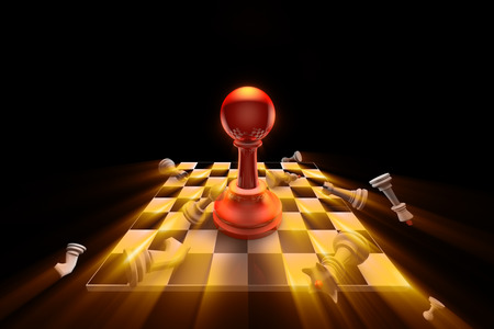 The dramatic art of chess composition. Artistic dark background. Use shine (glow) effects. 3D-image.の写真素材