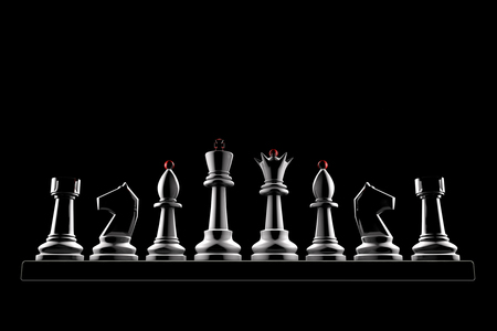 Chess pieces on a black background (3d image of a graphic style).の写真素材