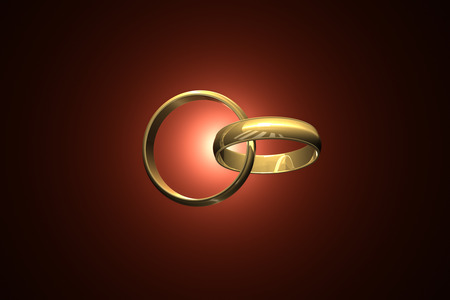Two wedding ring on a dark art background. 3D-image.の写真素材