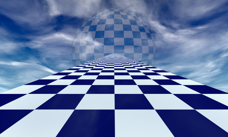 Chess road in the blue clouds. Available in high-resolution and several sizes to fit the needs of your project.の写真素材