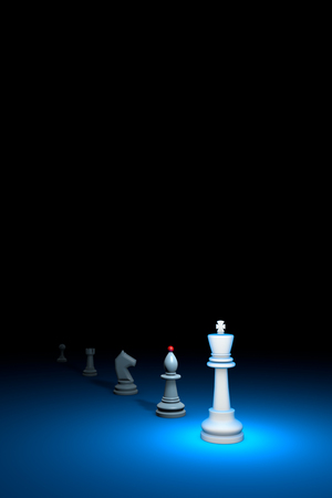 Career growth. Vertical chess composition. Available in high-resolution and several sizes to fit the needs of your project. 3D renderi illustration. Black background layout with free text space.の写真素材