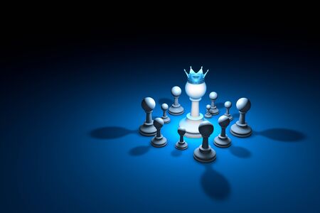 Great authority. Leader. Chess composition. Available in high-resolution and several sizes to fit the needs of your project. Background layout with free text space. 3D illustration renderの写真素材