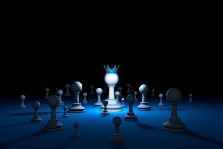 Great authority. Leader. Chess composition. Available in high-resolution and several sizes to fit the needs of your project. Background layout with free text space. 3D illustration renderの写真素材