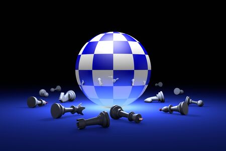 Chess composition. The space and time.Available in high-resolution and several sizes to fit the needs of your project. Background layout with free text space. 3D illustration renderの写真素材