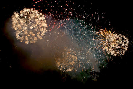 fireworks at night in the sky,