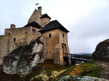 Castle gate with a drawbridgeの写真素材