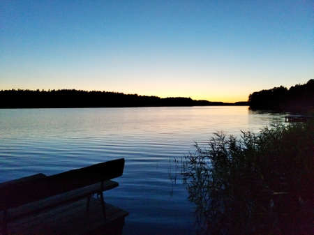 Sunset on the Swietajno lakeの写真素材