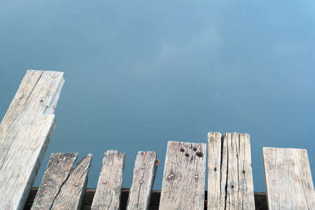 Wooden footpath on the riverの写真素材