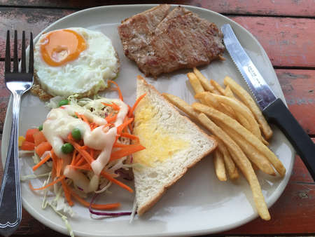 Pork steak food setの写真素材