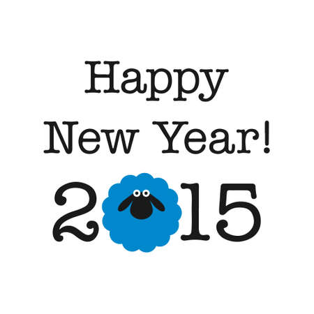 2015 new year card with sheep. vector illustrationのイラスト素材