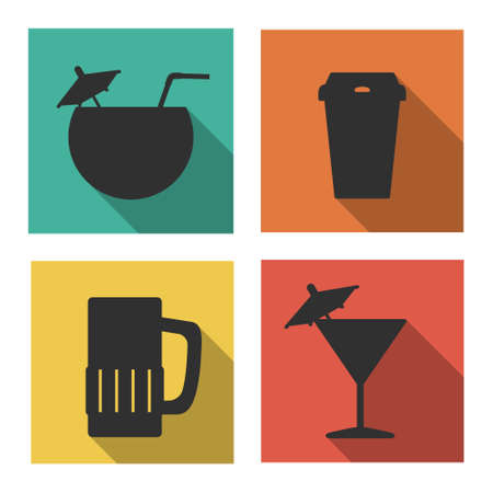 Flat icons for drinks.  Isolated on white backgroundのイラスト素材