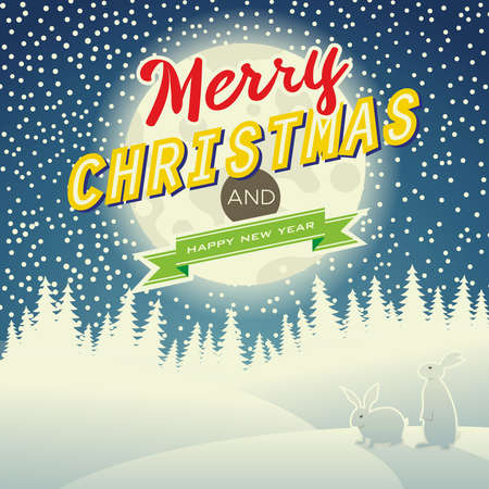 Christmas night landscapeのイラスト素材