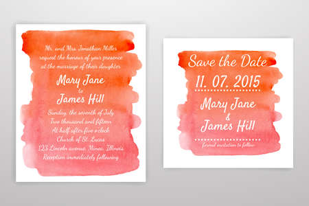 Set of Wedding Invitation with watercolor backgroundのイラスト素材