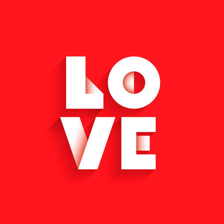 Love flat lettering on a red background with a long shadow. のイラスト素材