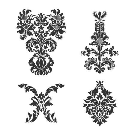 Set of ornamental vector damask elements. For your design invitations or announcementsのイラスト素材