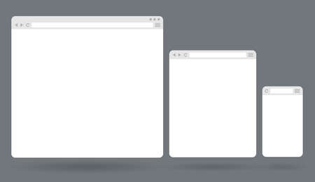 Flat blank browser windows for different devices. Vector Template for your contentのイラスト素材
