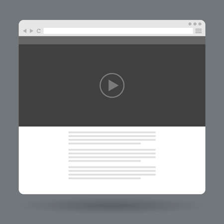 Flat browser window with video player online. Vector illustrationのイラスト素材