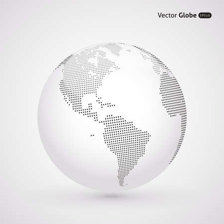 Vector dotted light globe, Central heating views over North and South Americaのイラスト素材