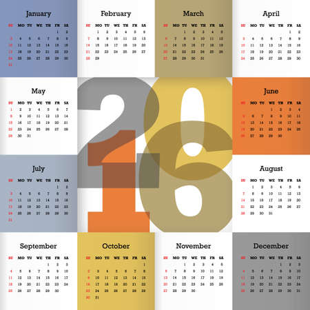 Calendar for 2016. Vector EPS10のイラスト素材