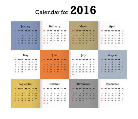 Calendar for 2016. Vector EPS10のイラスト素材
