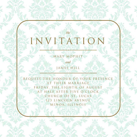 Wedding invitation on damask background. Template framework Wedding invitations or announcements with vintage background artworkのイラスト素材
