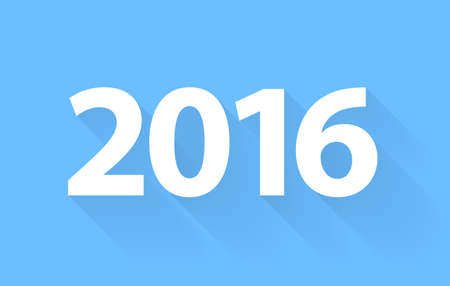 New 2016 Year. Vector text with a shadow on a blue background