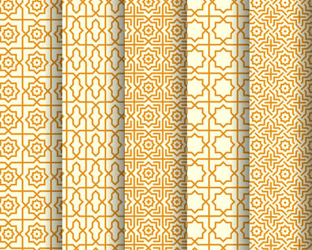 Set of Arabic seamless patterns. Abstract background. Vector illustrationのイラスト素材